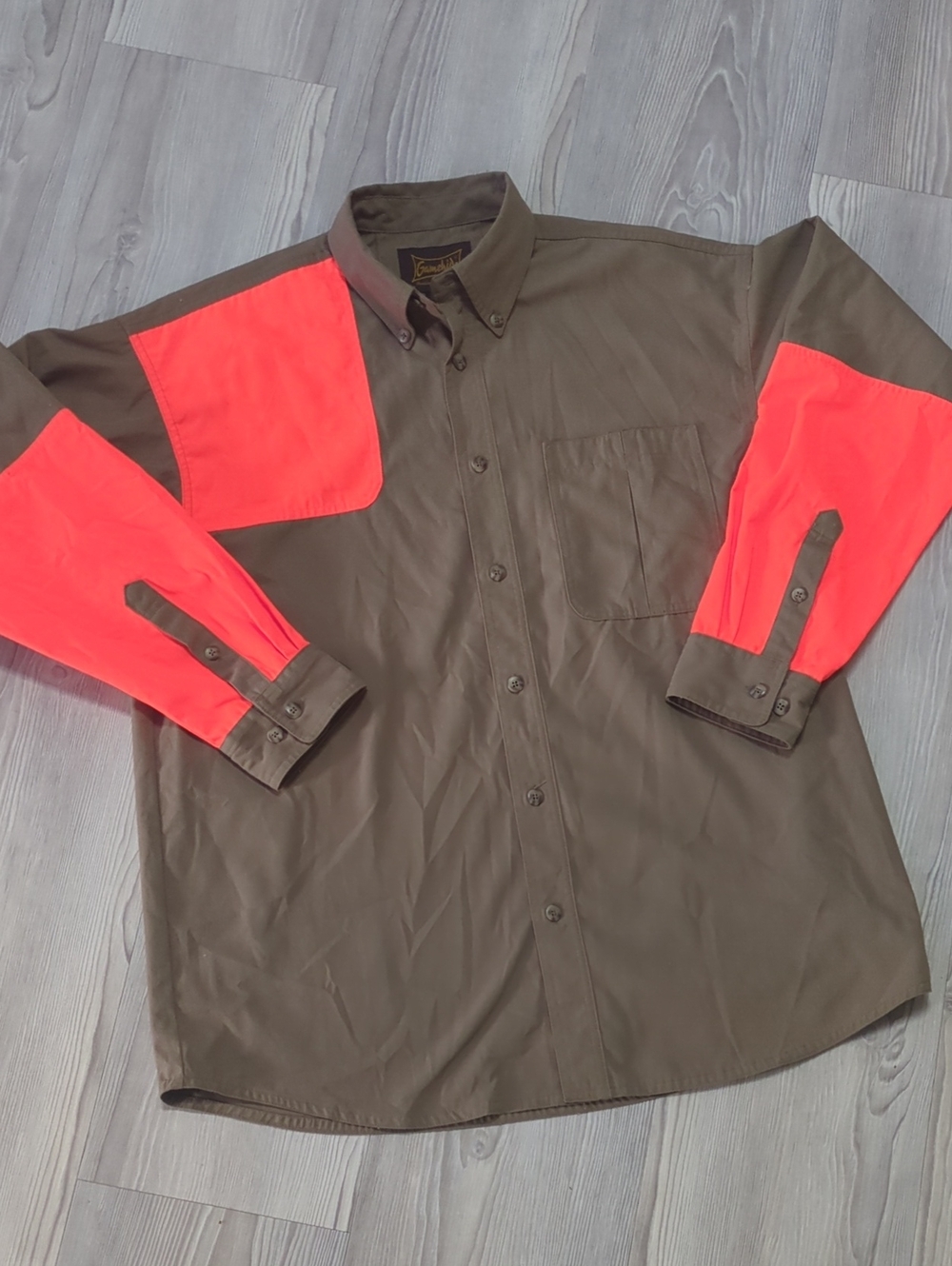 Gamehide SST Upland Hunting Shooting Shirt L Blaze Orange Brown Long Sleeve